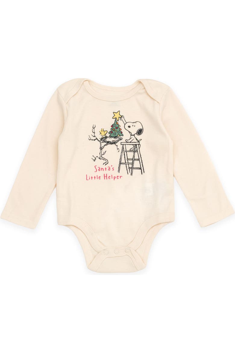Christmas Bodysuit Pants and Hat Set, Alternate, color, Snoopy Cream Red