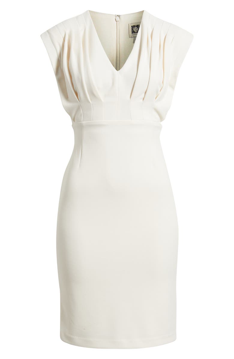 AK ANNE KLEIN Pleated Bodice Sheath Dress, Alternate, color, White Dove
