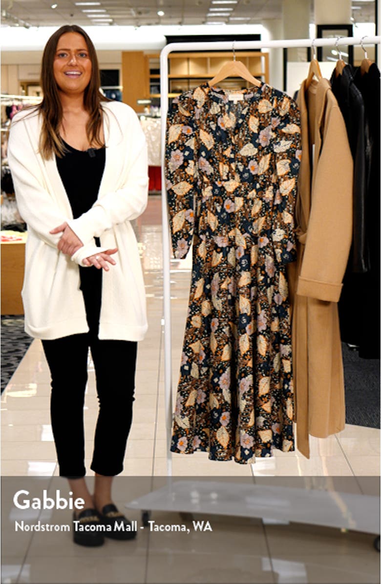 Floral Print Belted Long Sleeve A-Line Dress, sales video thumbnail