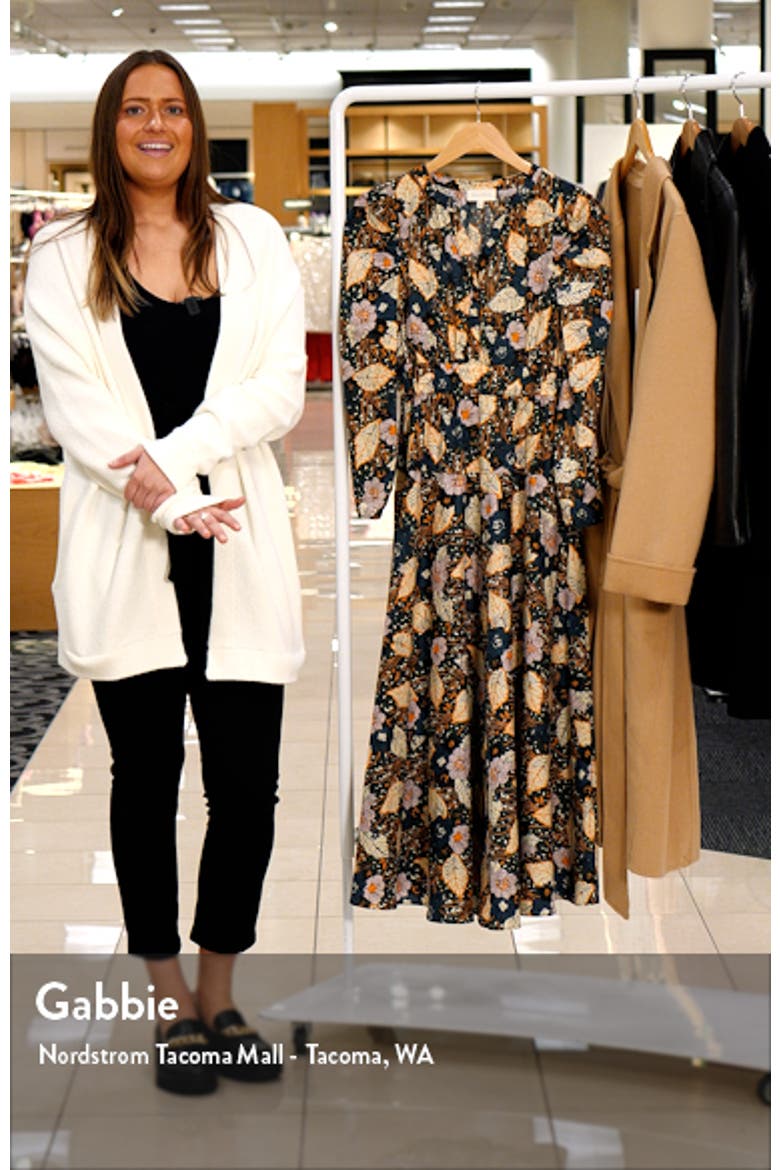 Floral Print Belted Long Sleeve A-Line Dress video