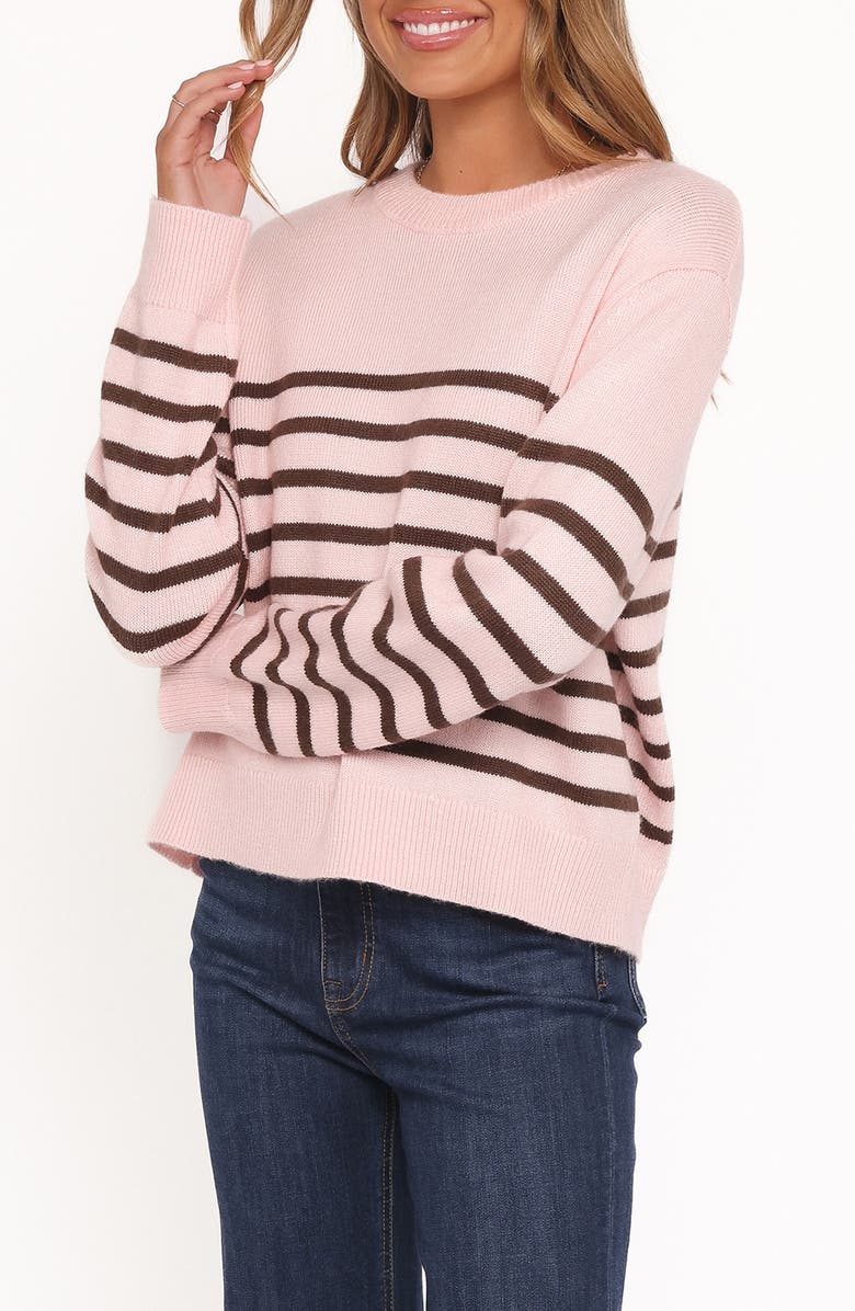 Petal & Pup Eleanora Stripe Crewneck Sweater, Alternate, color, Pink