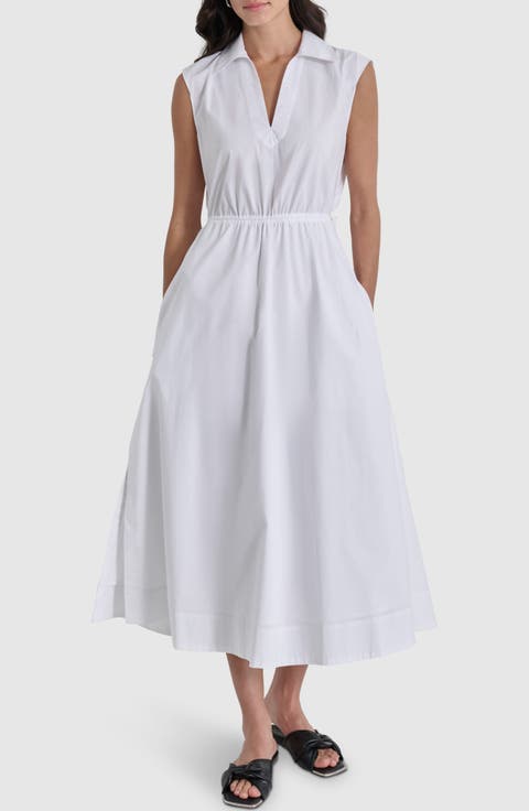 Cutout Back Cotton Poplin Maxi Dress