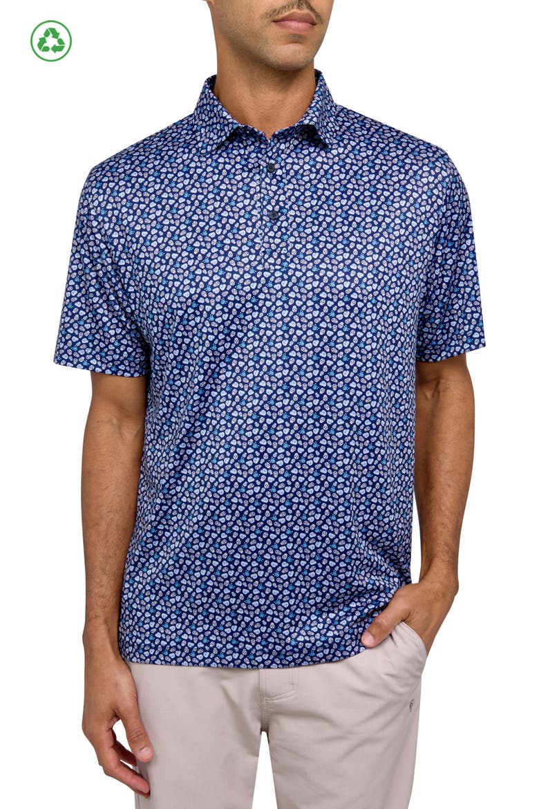Regular Fit Micro Mexi Skulls Print Recycled Performance Golf Polo, Main, color, NAVY/BLUE