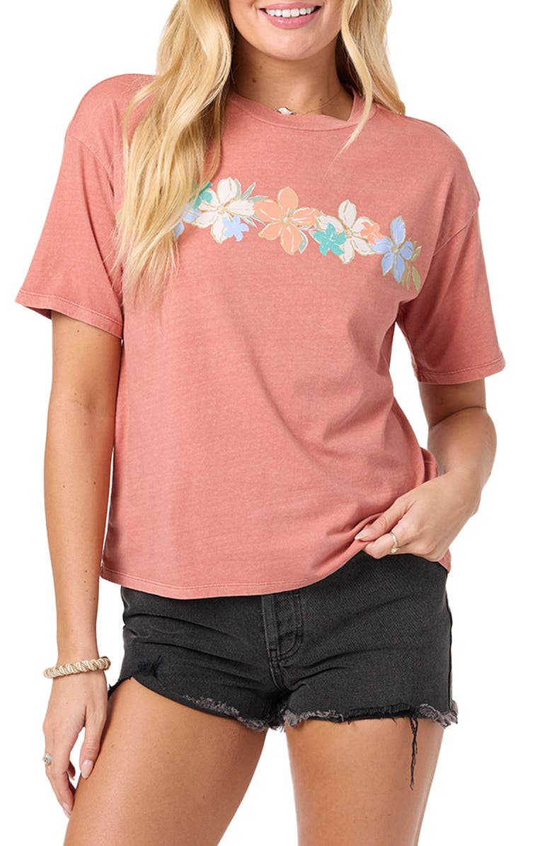 O'Neill Band of Flowers Graphic T-Shirt, Main, color, Canyon Rose