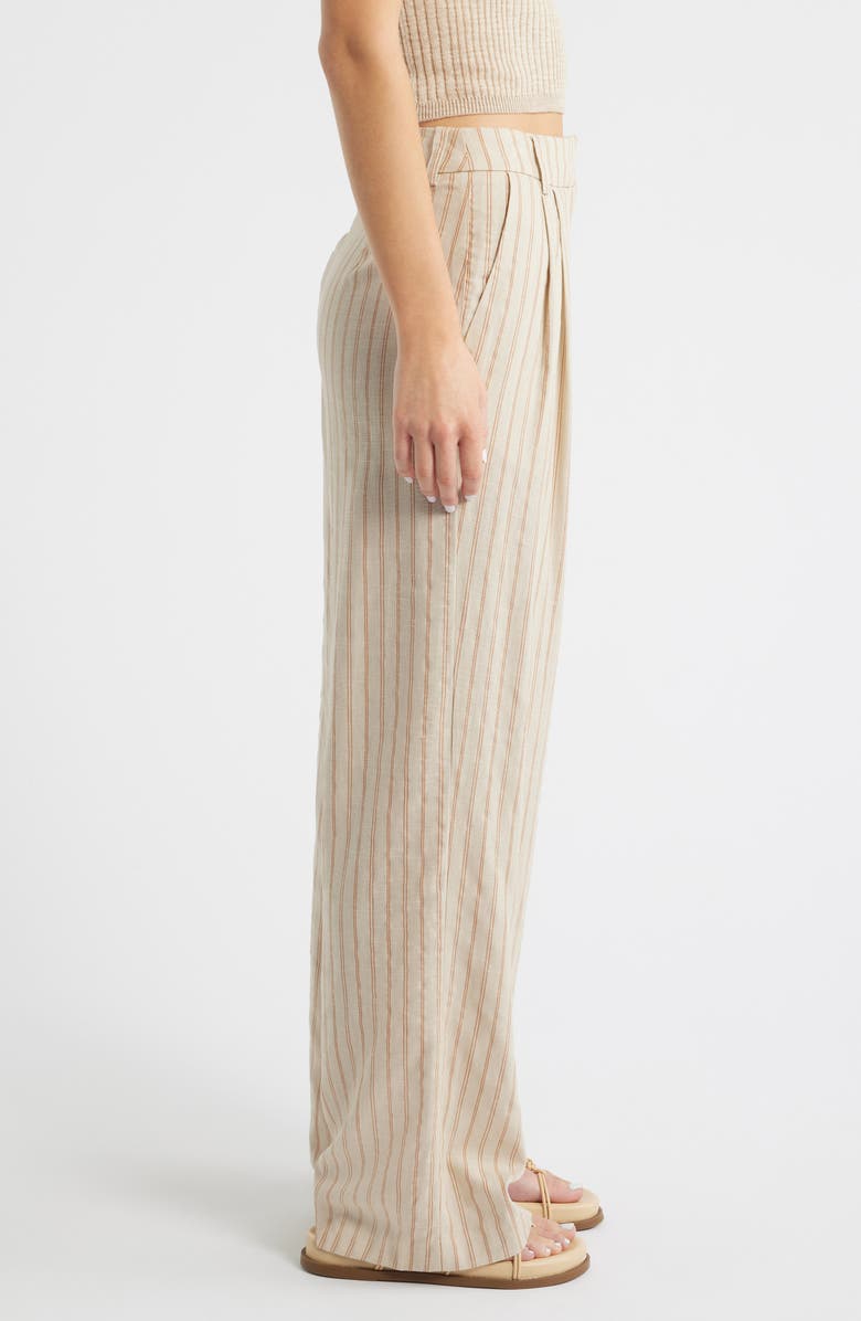 Topshop Stripe Wide Leg Pants, Alternate, color, Cream