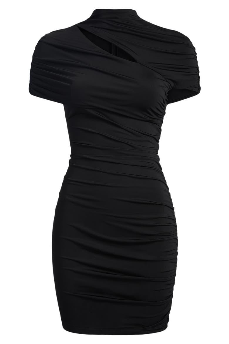 Draped jersey bodycon dress, Alternate, color, black