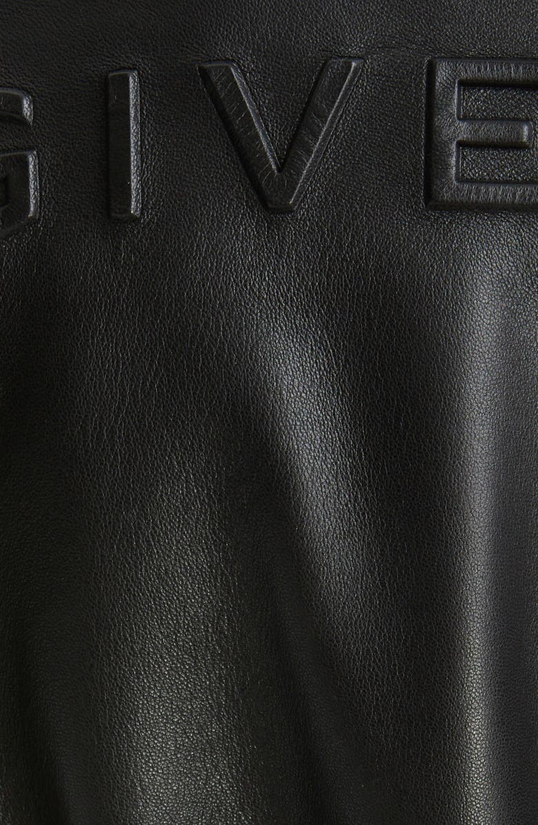 Givenchy 4G Logo Leather Crop Bomber Jacket with Genuine Shearling Collar, Alternate, color, 