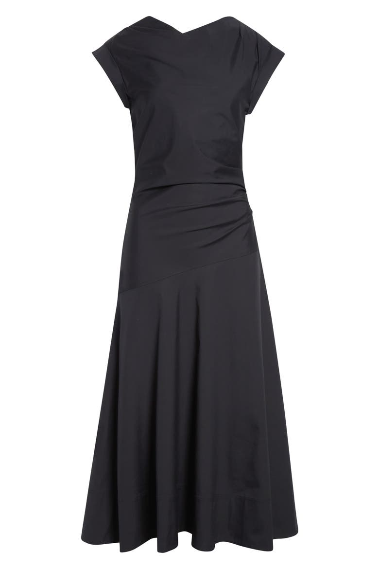 Lisette Stretch Cotton Midi Dress, Alternate, color, BLACK