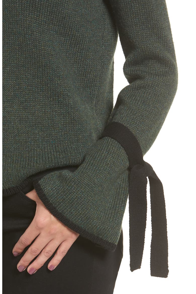 Tie Sleeve Sweater, Alternate, color, GREEN WOOD