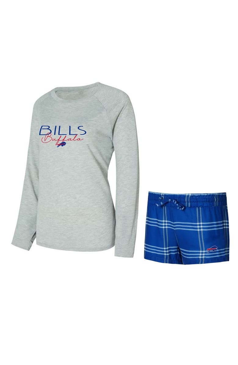 CONCEPTS SPORT Women's Concepts Sport Royal/Gray Buffalo Bills Petition Raglan Long Sleeve T-Shirt and Shorts Set, Alternate, color, 