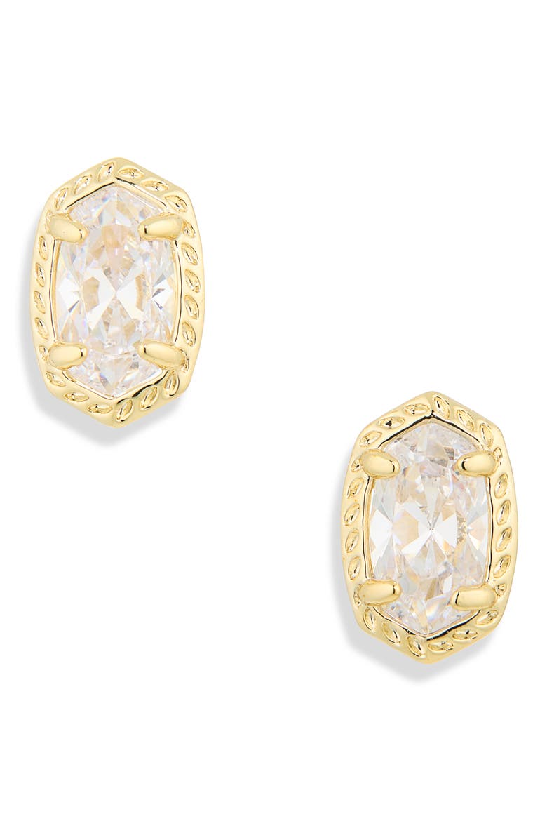 Mini Ellie Luxe Stud Earrings, Main, color, GOLD WHITE CZ