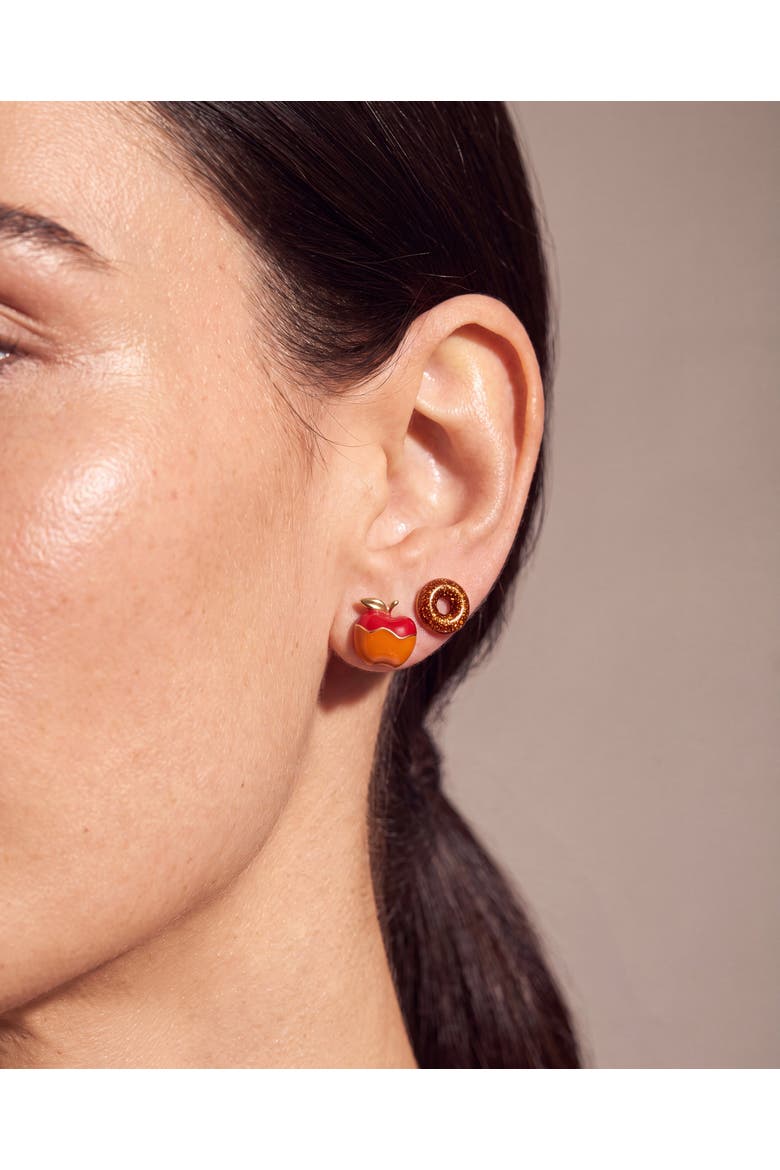 Caramel Apple & Donut Stud Earrings Set of 2, Alternate, color, Gold