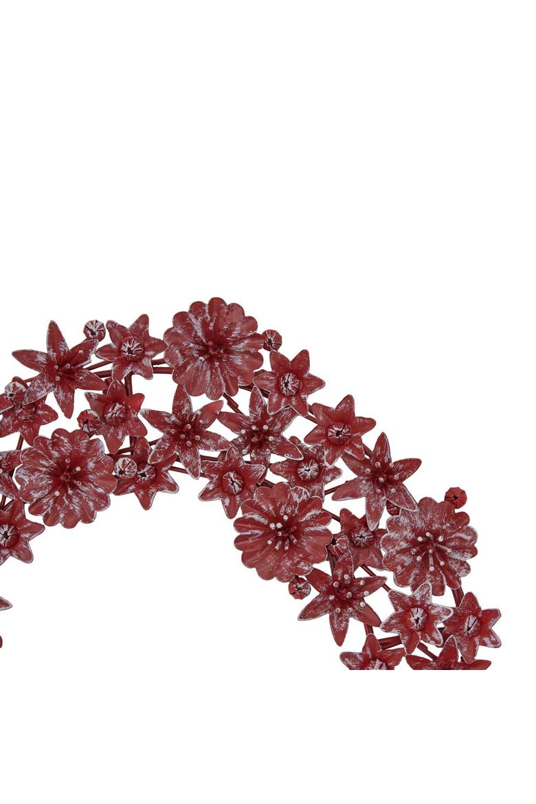 Lucy Red Metal Floral Wreath Wall Art, Alternate, color, Red