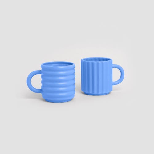 Form & Seek Ripple Mugs In Blue