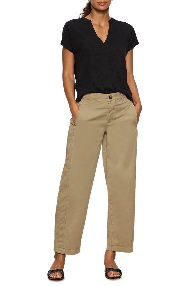 Sanctuary Organic Cotton Blend Split Neck T-Shirt, Alternate, color, Black