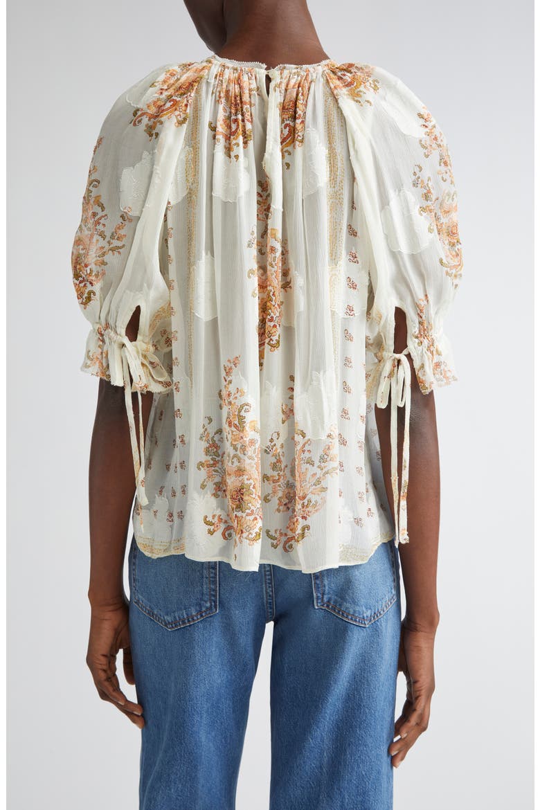 Pippa Floral Silk Blend Top, Alternate, color, ALABASTER