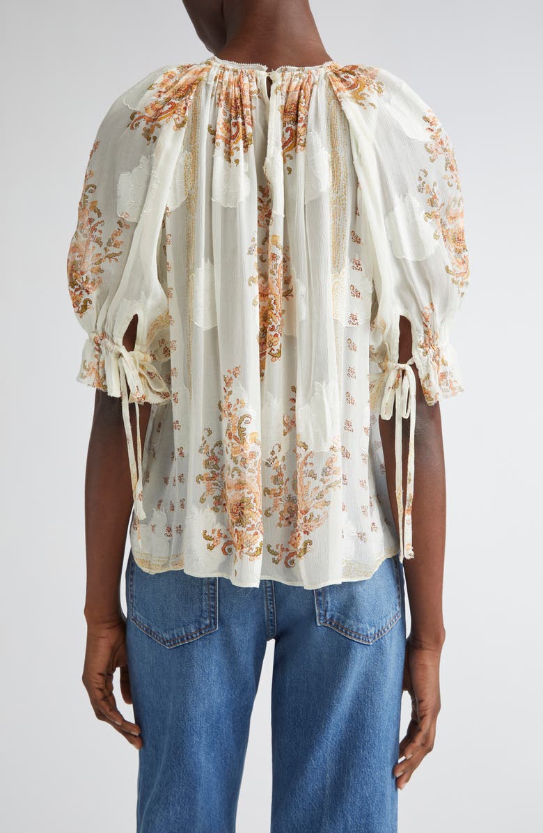 Ulla Johnson Pippa Floral Silk Blend Top, Alternate, color, Alabaster