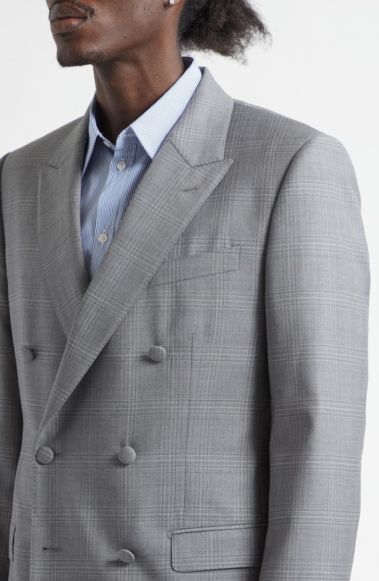 Dolce&Gabbana New Martini Fit Glen Plaid Virgin Wool Double Breasted Blazer, Alternate, color, Quadri-Check-Tartan