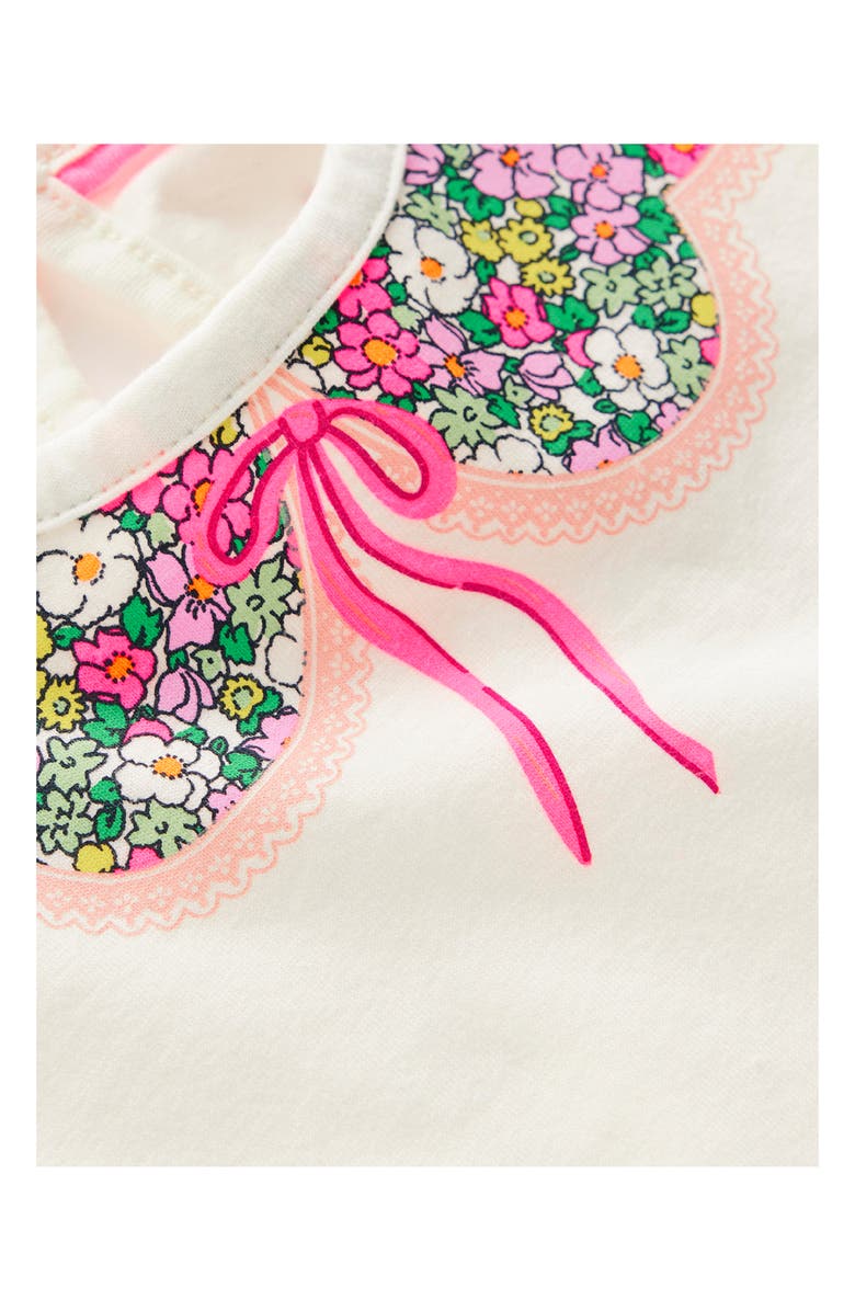 Mini Boden Kids' Collar Frill Sleeve T-Shirt, Alternate, color, Ivory Floral Collar