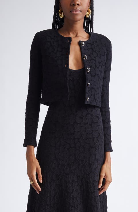 Leopard Jacquard Crop Cardigan Jacket