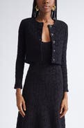 ST. JOHN Leopard Jacquard Crop Cardigan Jacket