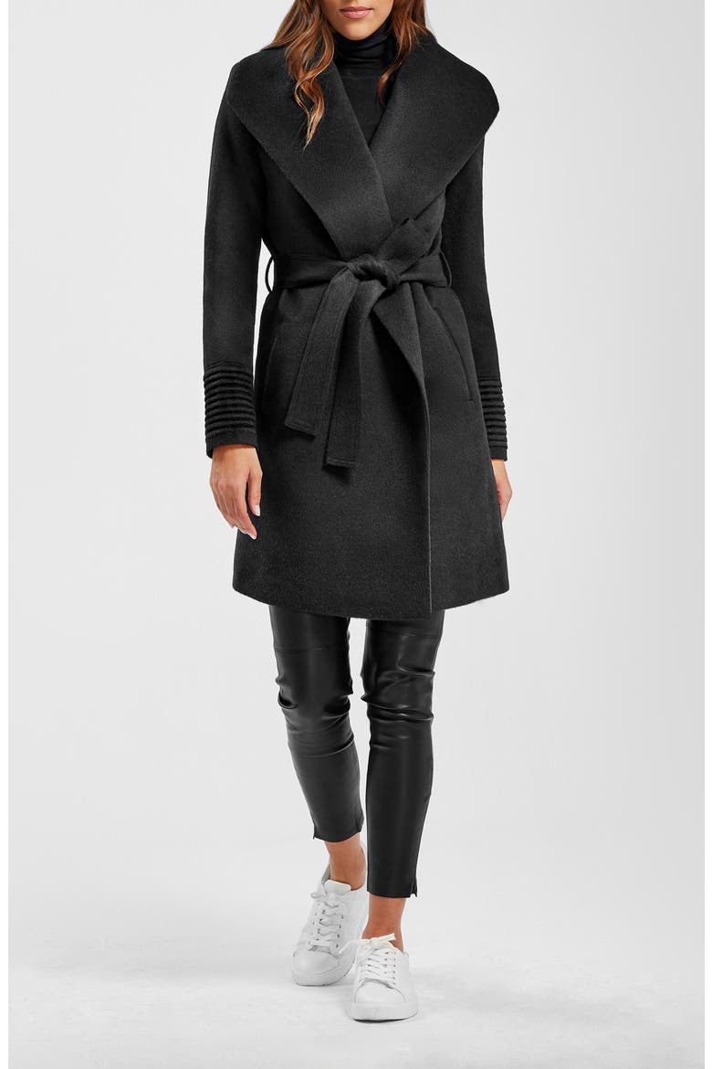 Shawl Collar Alpaca & Wool Coat, Main, color, BLACK