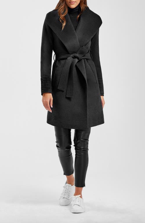 SENTALER Shawl Collar Alpaca & Wool Coat in Black  product
