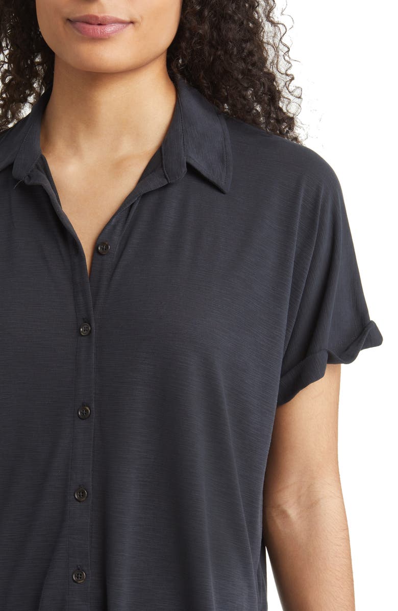 Mavi Jeans Space Dye Short Sleeve Cotton Button-Up Shirt, Alternate, color,