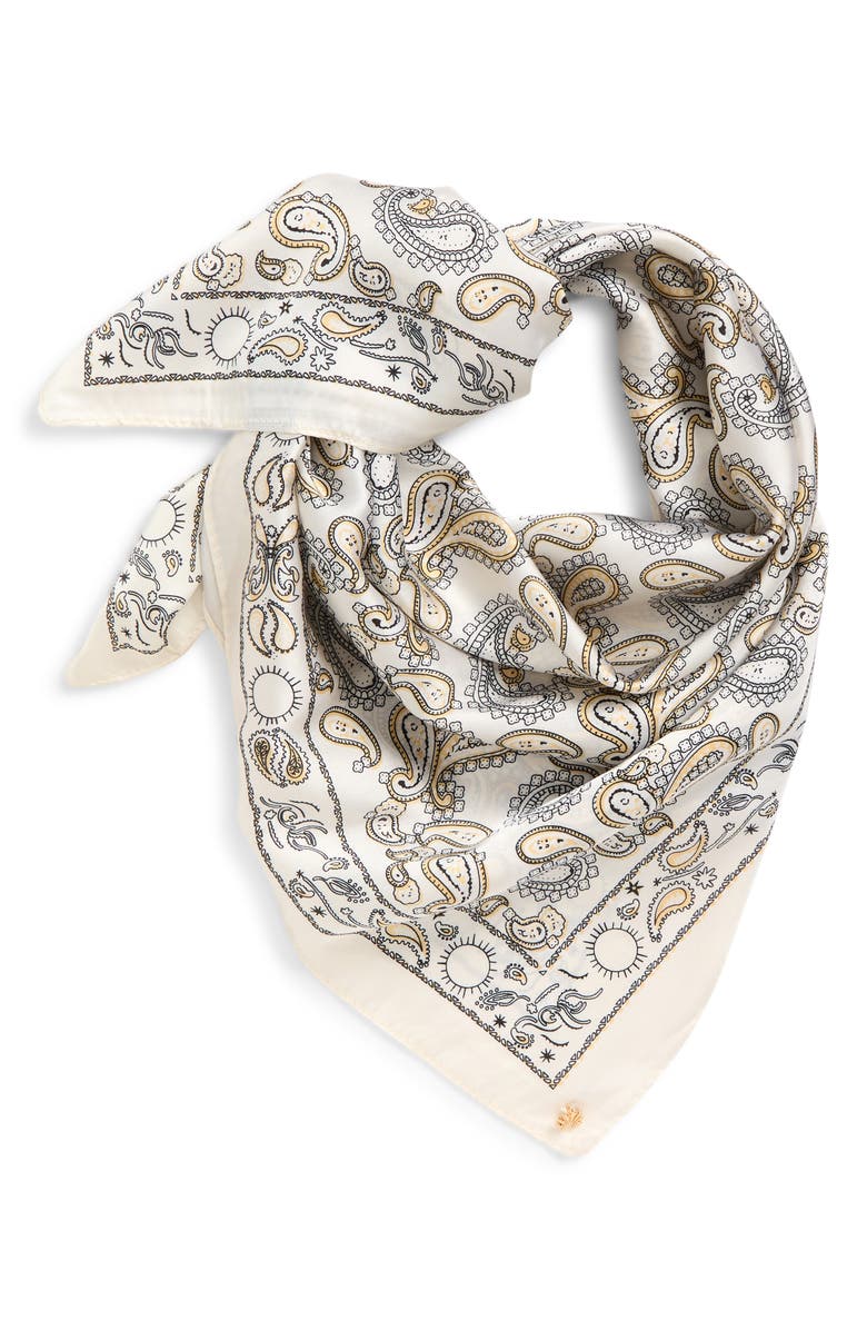 Lele Sadoughi Paisley Square Satin Scarf, Alternate, color, Ivory