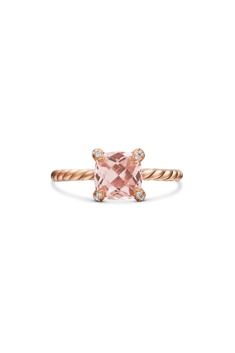 Chatelaine Ring with Morganite and Diamonds in 18K Rose Gold, Main, color, ROSE GOLD/ DIAMOND/ MORGANITE