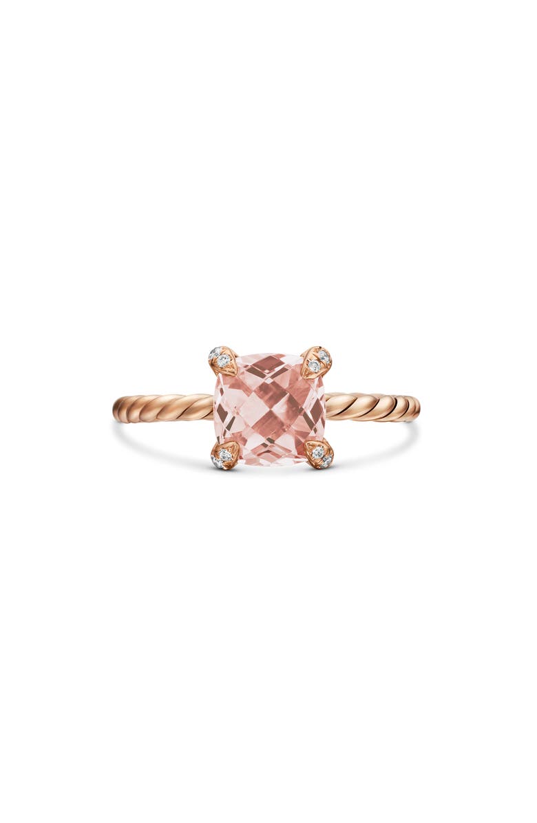 David Yurman Chatelaine Ring with Morganite and Diamonds in 18K Rose Gold, Main, color, Rose Gold/ Diamond/ Morganite
