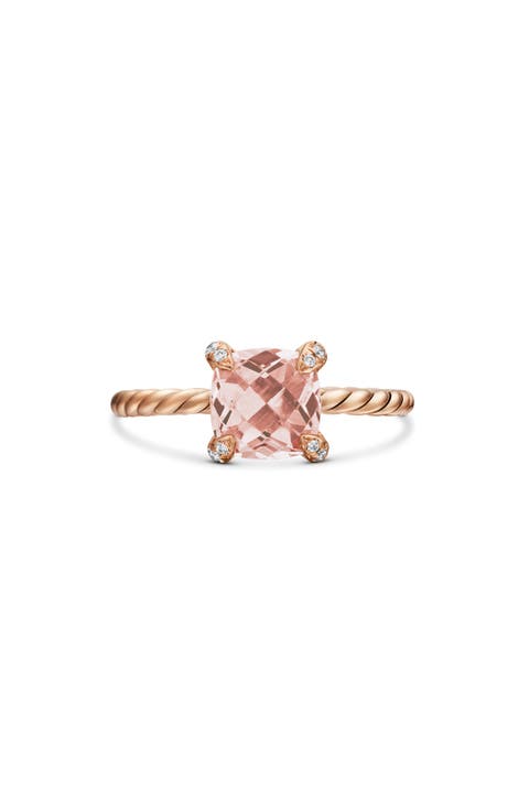 Chatelaine Ring with Morganite and Diamonds in 18K Rose Gold