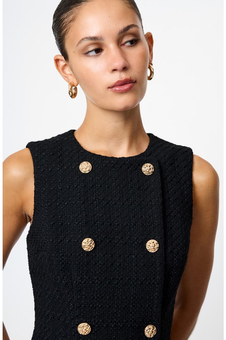 Structured Tweed Minidress, Alternate, color, BLACK