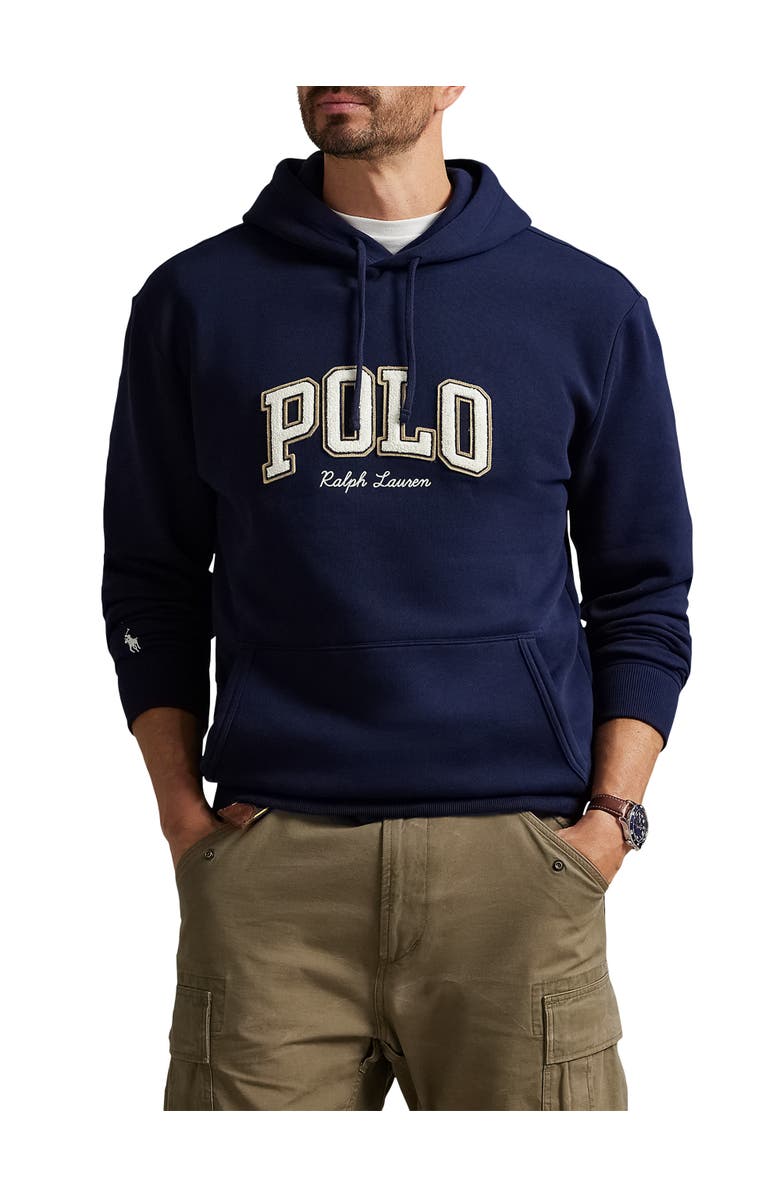 Polo Ralph Lauren Big & Tall Logo Fleece Full-Zip Hoodie, Main, color, Cruise Navy