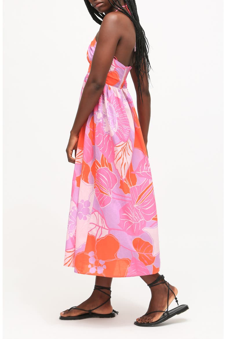Ingrid Floral Cotton Midi Halter Dress, Alternate, color, DUSTY VIOLET