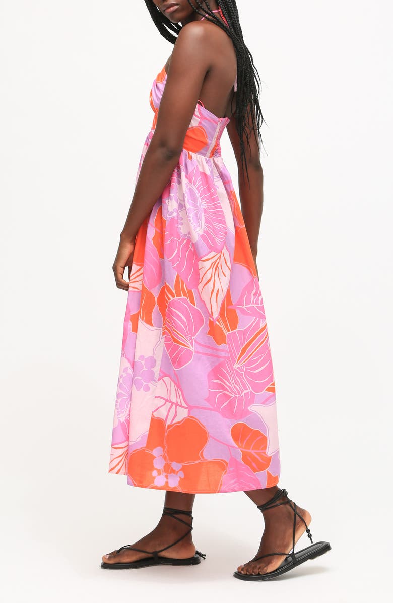 Electric & Rose Ingrid Floral Cotton Midi Halter Dress, Alternate, color, Dusty Violet