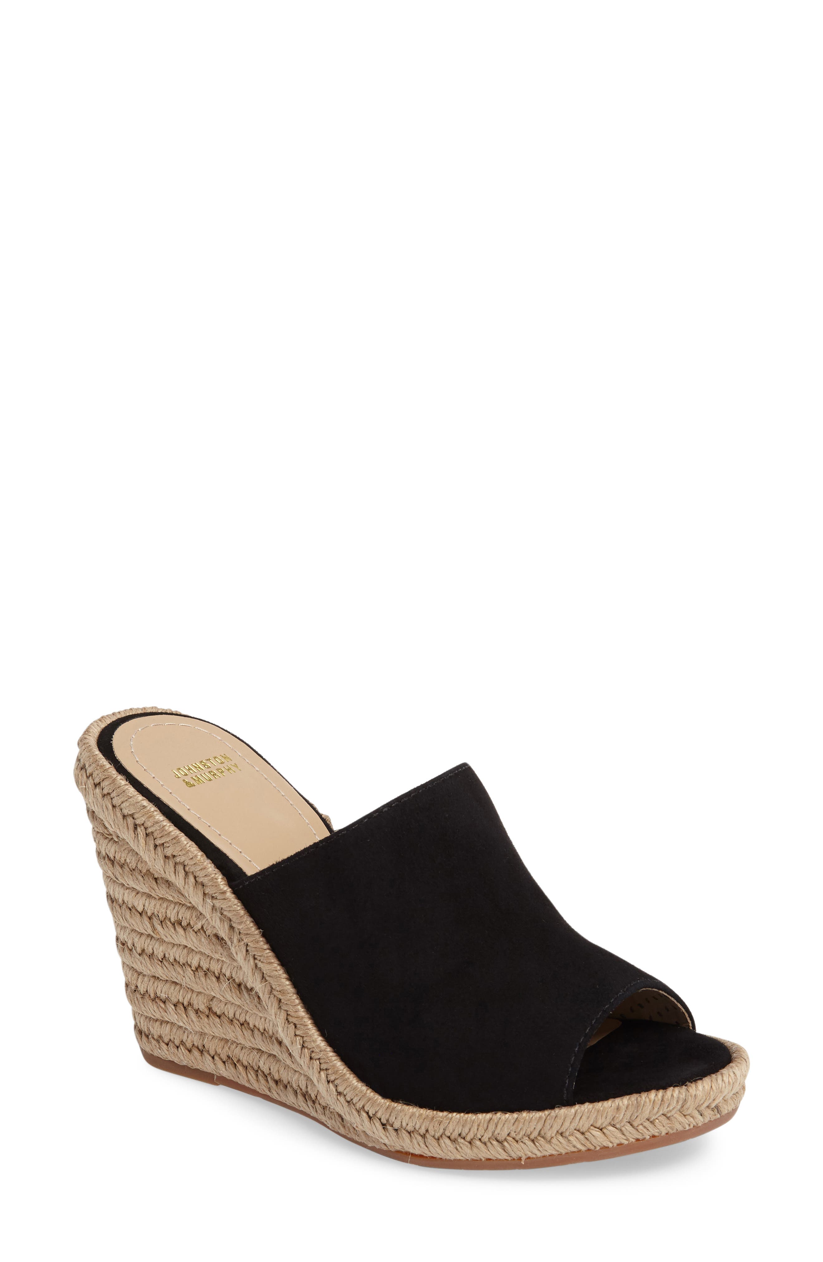 Myrah Wedge Slide Sandal, Main, color, BLACK SUEDE