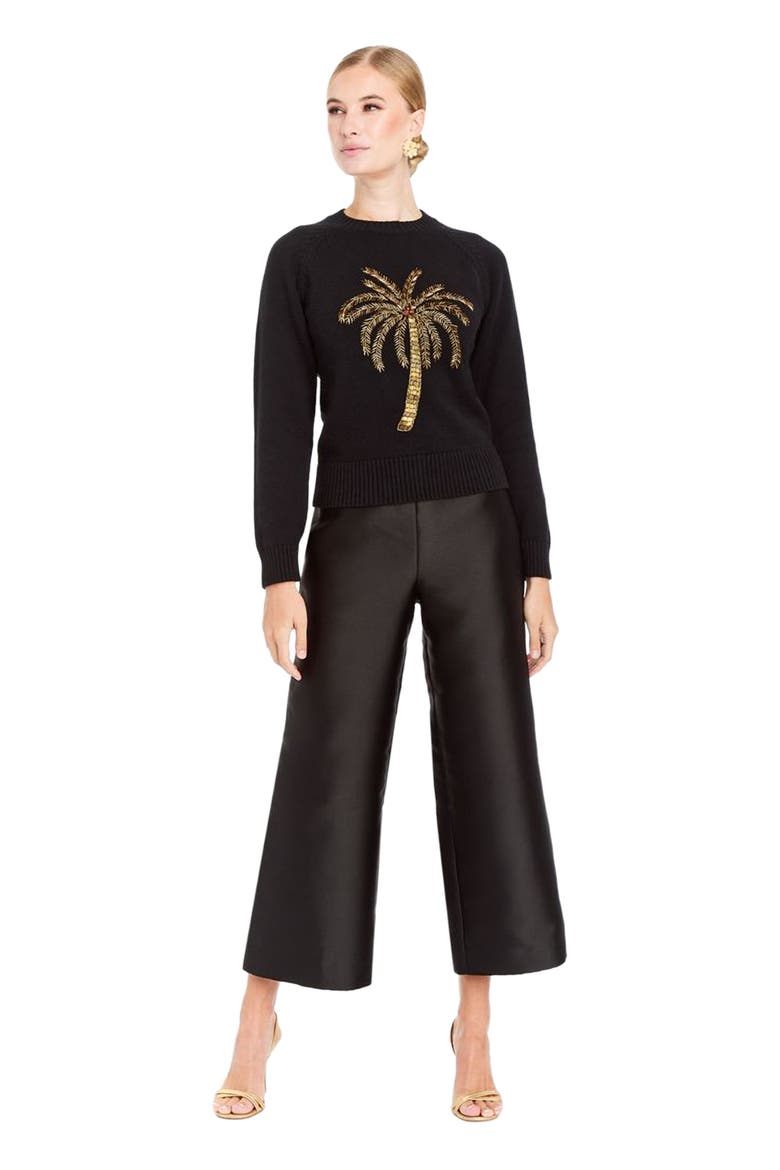 Delilah Palm Sweater, Main, color, Black