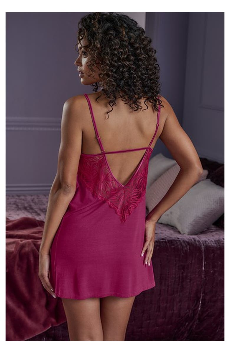 LASCANA Women's Back Cutout Lace Negligee, Alternate, color, Bordeaux