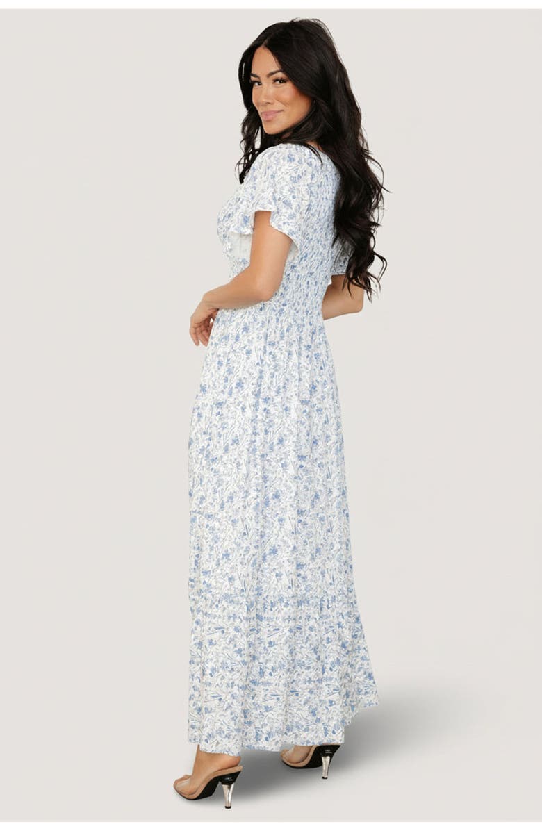 Baltic Børn Joanie Smocked Dress, Alternate, color, White + Blue Floral