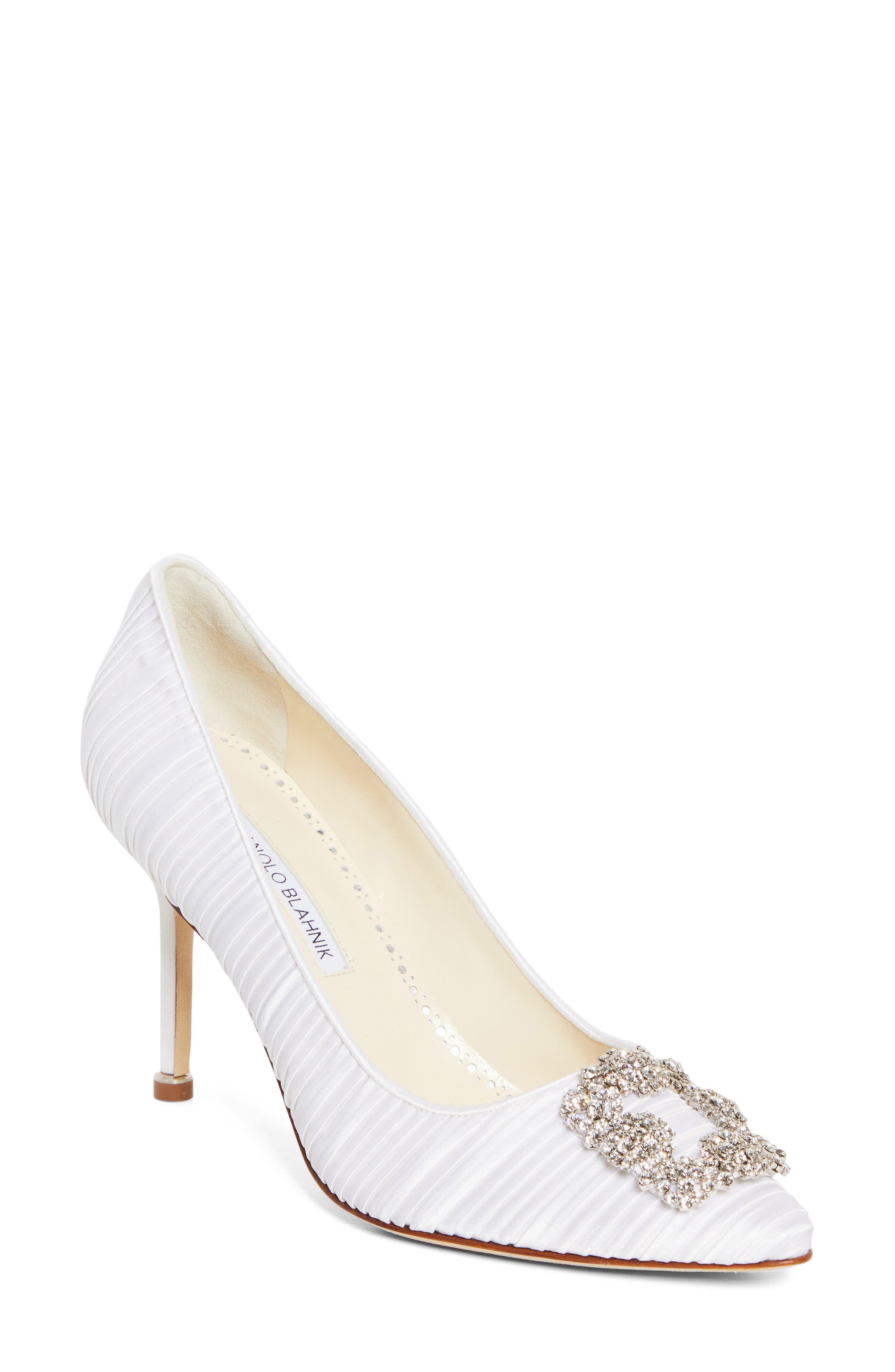 Manolo Blahnik Hangisi Crystal Buckle Pump, Main, color, 