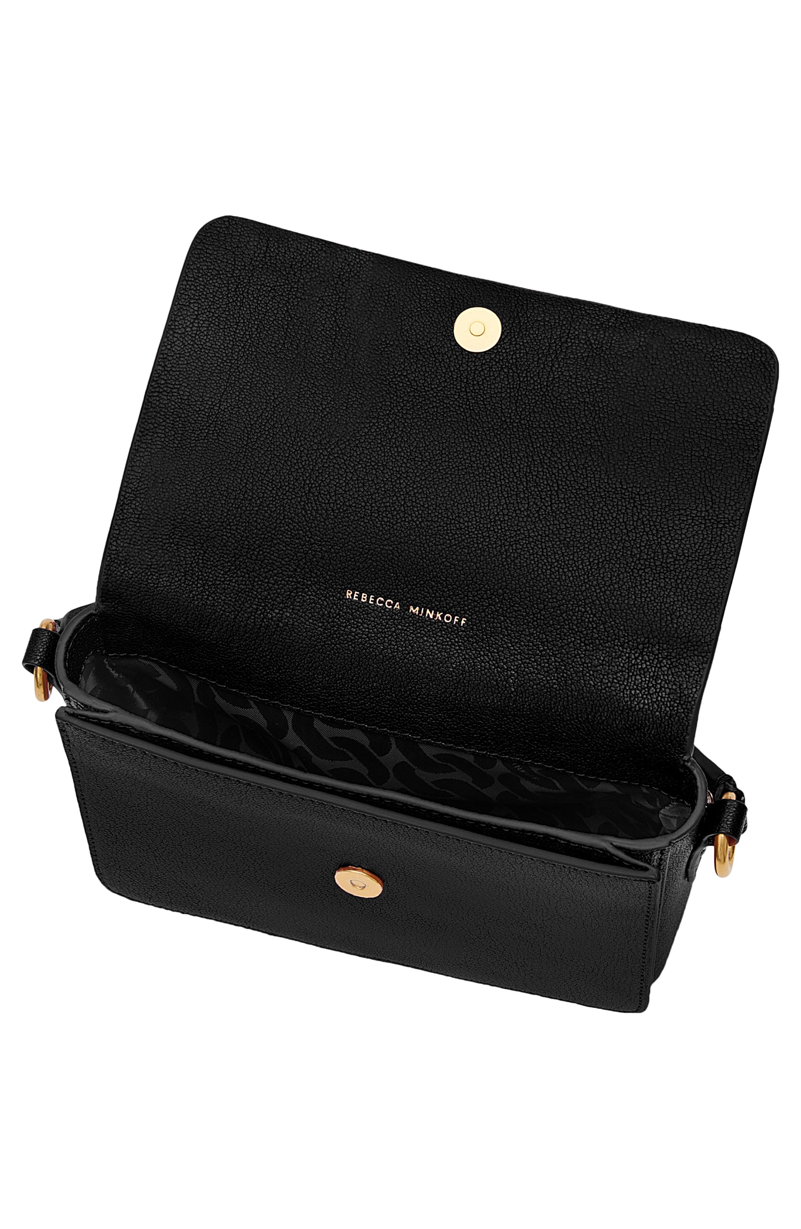 Rebecca Minkoff Bowie Stud Leather Crossbody Bag, Alternate, color, Black