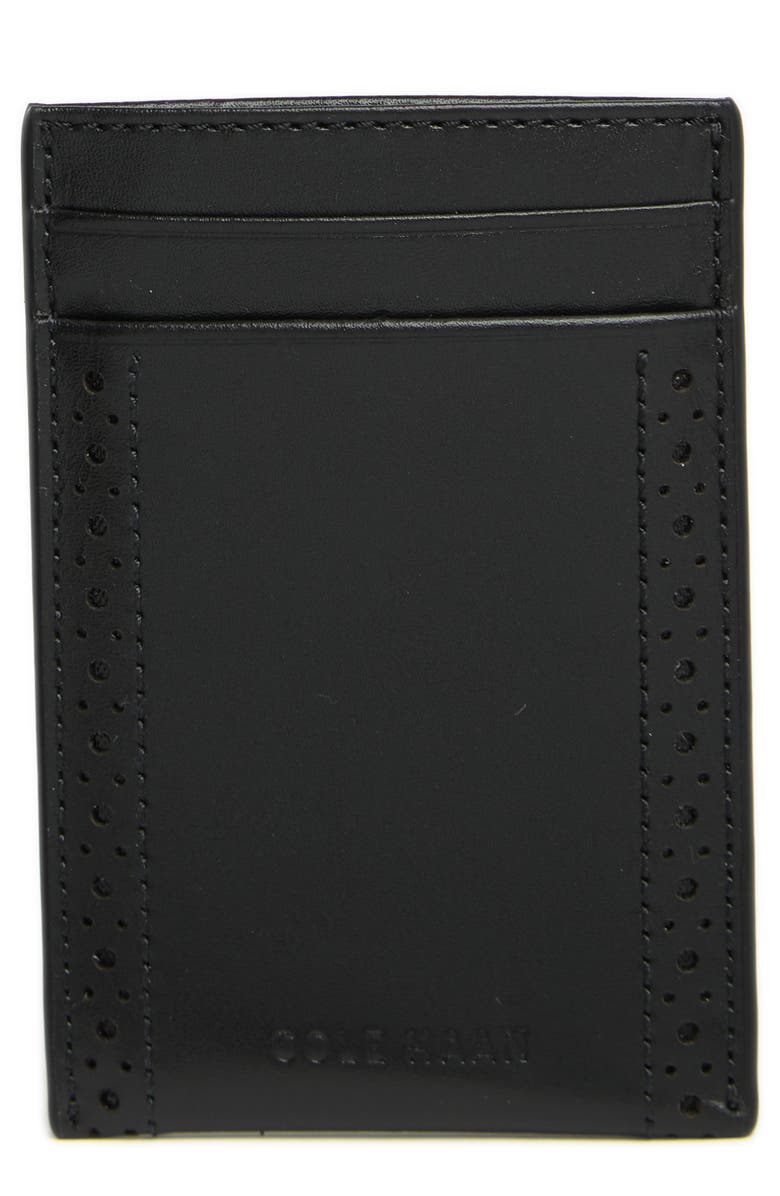 Cole Haan Brogue Card Case, Main, color, Black