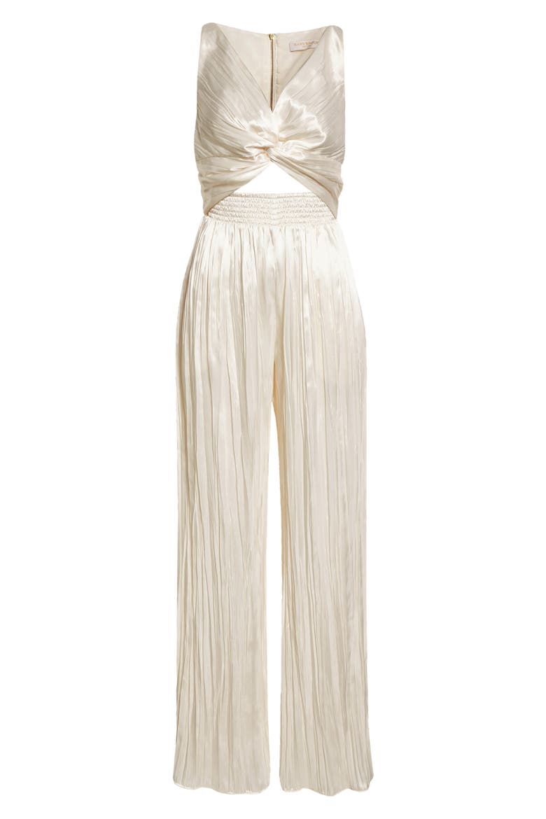 Brendaly Cutout Wide Leg Satin Jumpsuit, Alternate, color, IVORY SUBTLE SHINY PLEAT