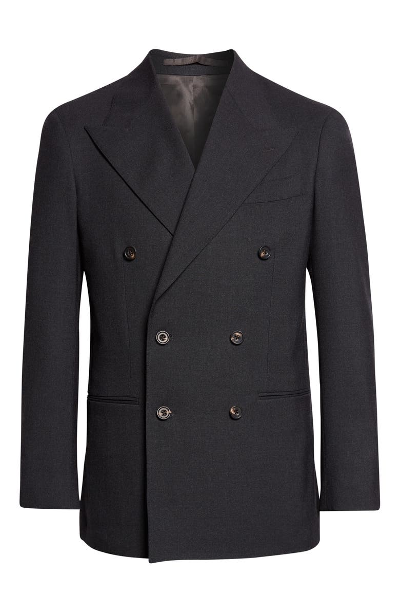 J. Mueser Double Breasted Virgin Wool Hopsack Blazer, Alternate, color, Navy