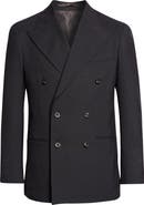 J. Mueser Double Breasted Virgin Wool Hopsack Blazer