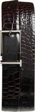 TOM FORD T Loop Croc Embossed Patent Leather Belt