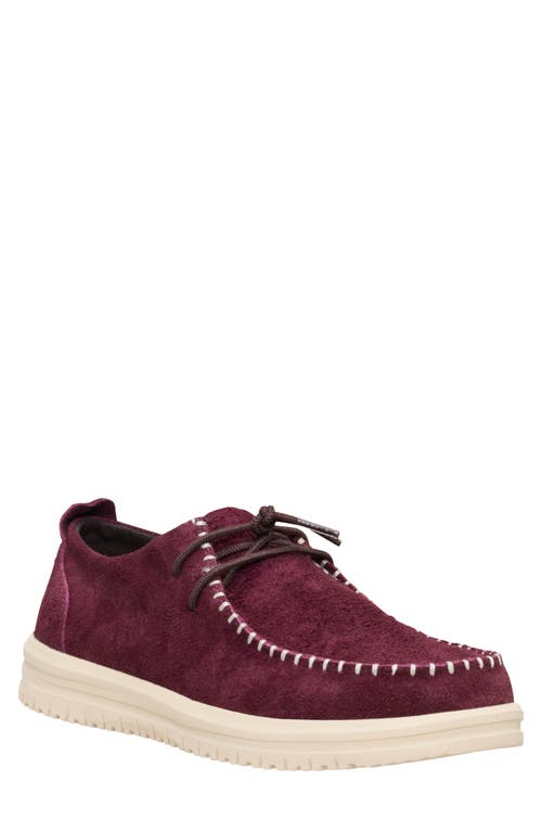 Hey Dude Wally Next Suede Lace-up Shoe In Burgundy