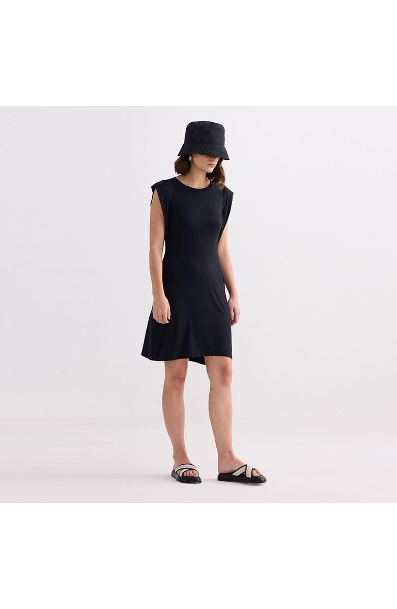Reistor Muscle Tee Short Dress in Black, Alternate, color, Solid