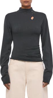 Helmut Lang Cutout Wool Blend Rib Sweater